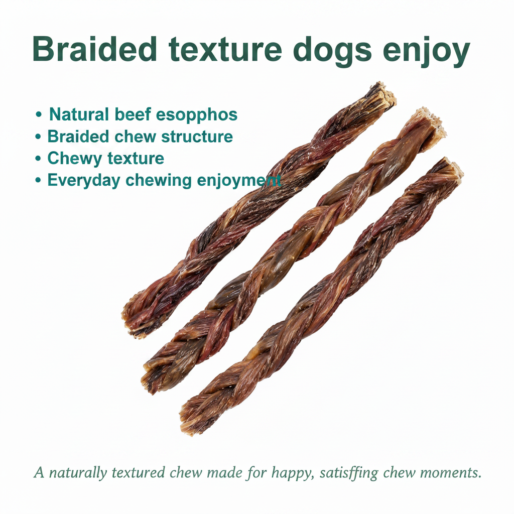 Royful Beef Braided Esophagus braided natural dog chew detail