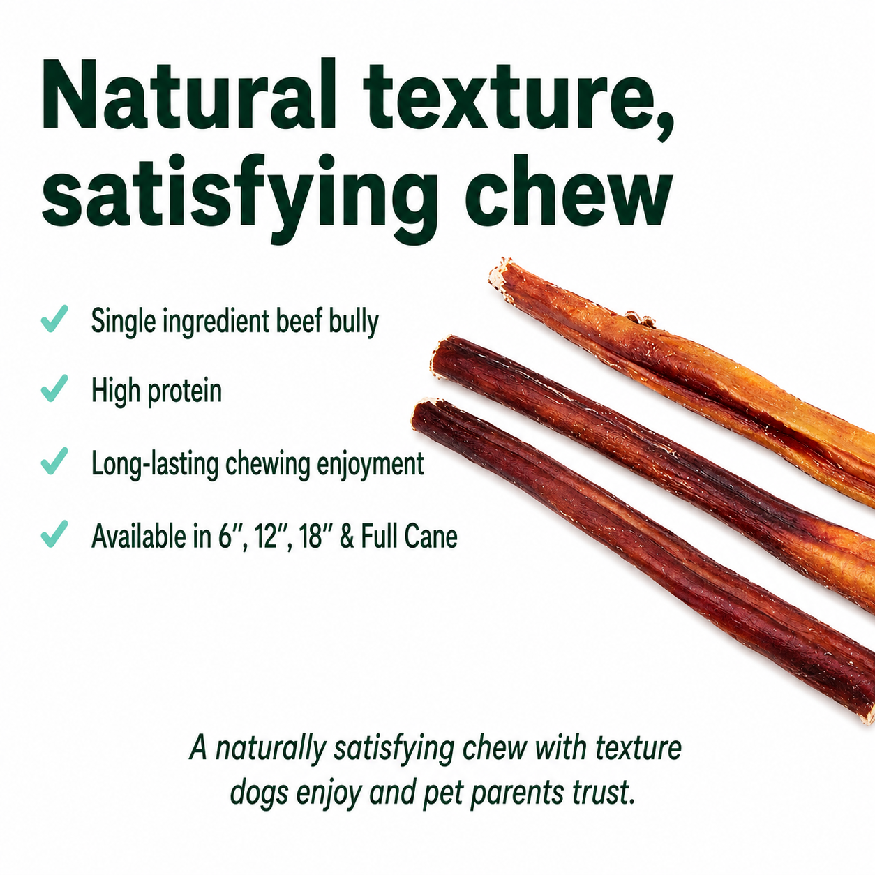 Royful Beef Bully Stick single ingredient high protein long lasting natural dog chew