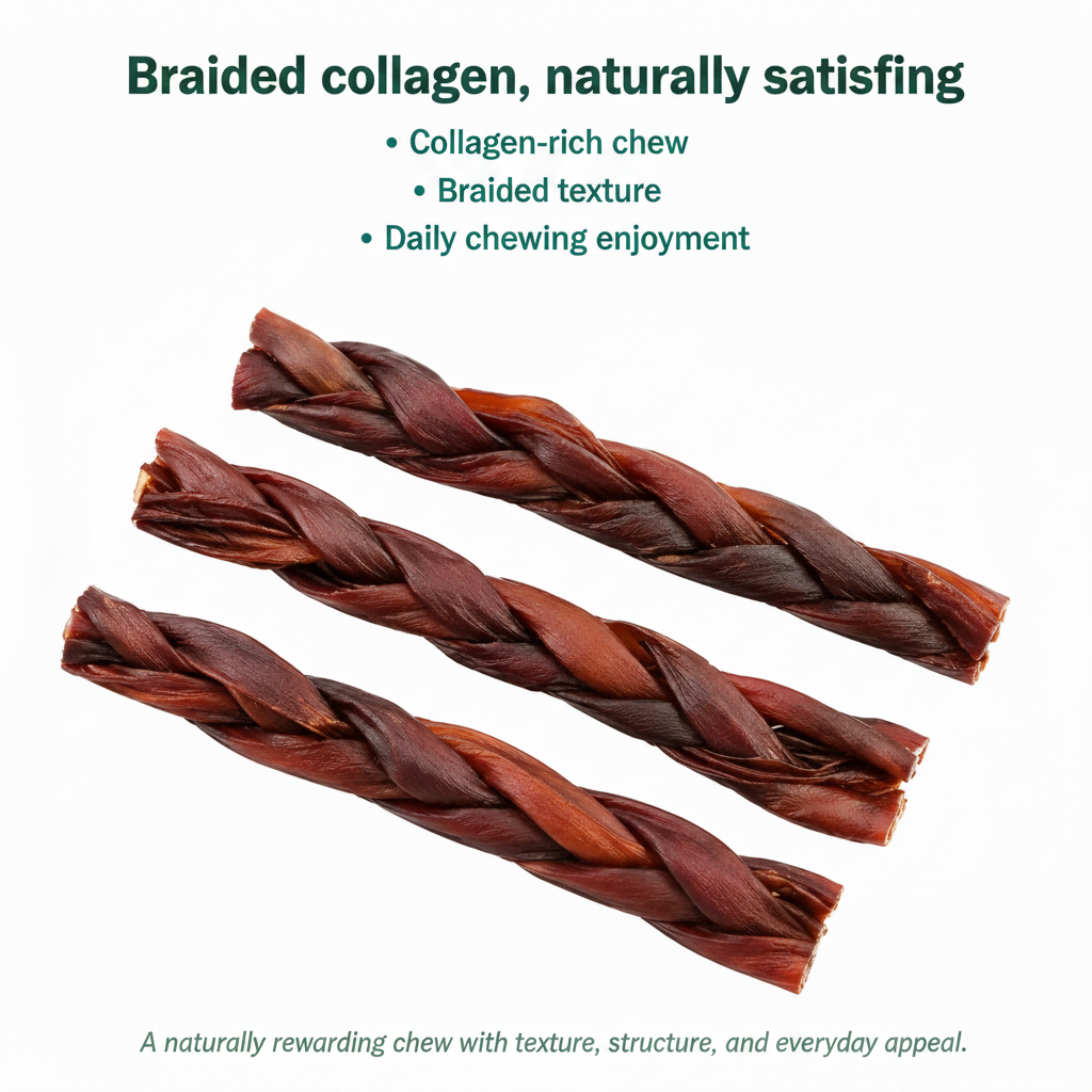 Royful Beef Collagen Braided collagen dog chew detail