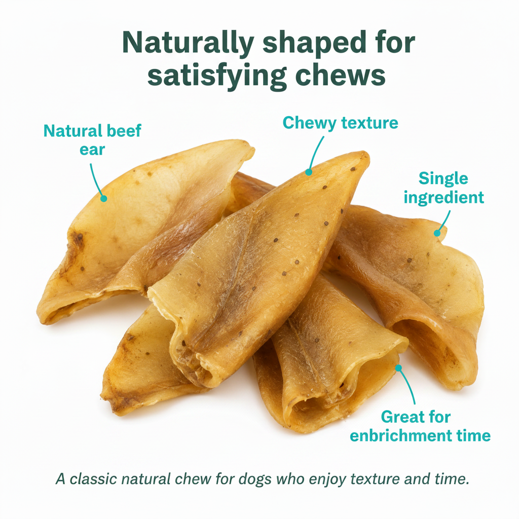 Royful Beef Natural Ears single ingredient natural dog chew detail