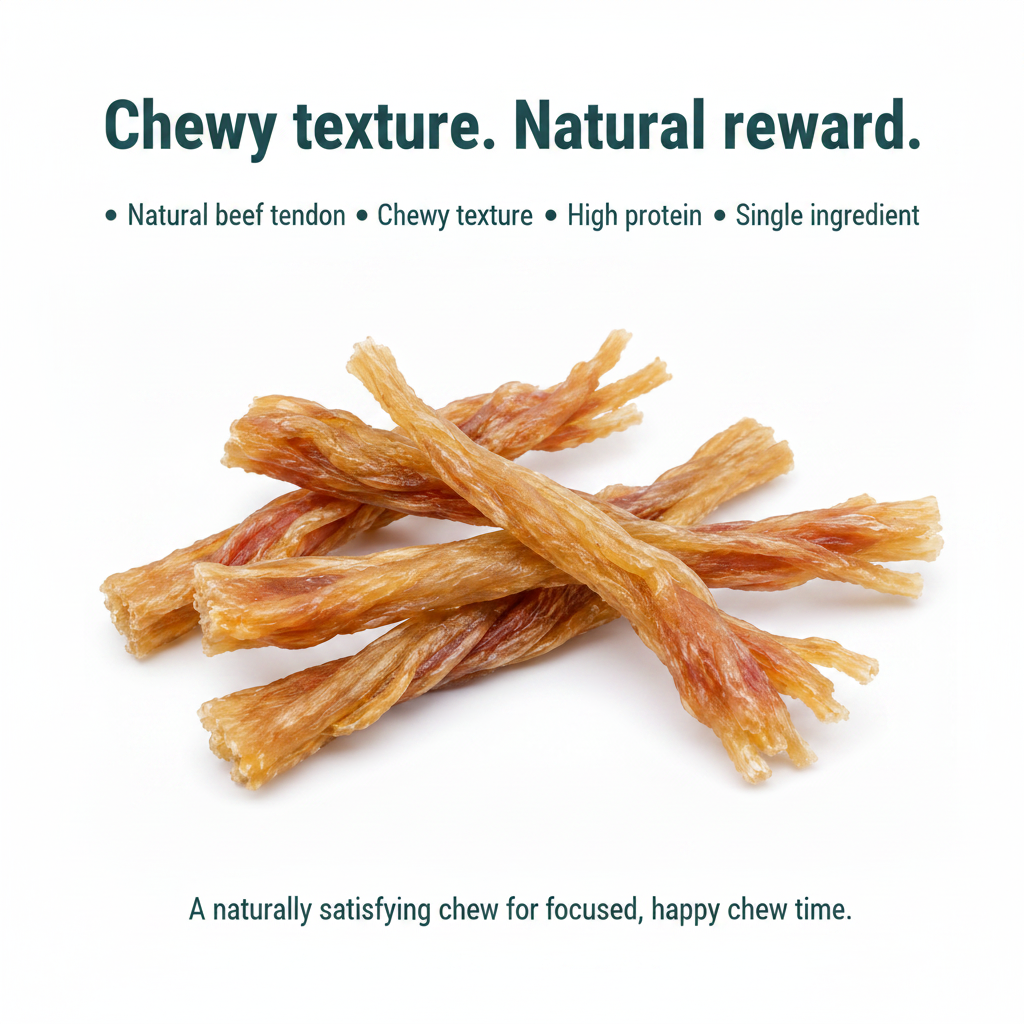 Royful Beef Tendon natural chewy texture dog chew detail