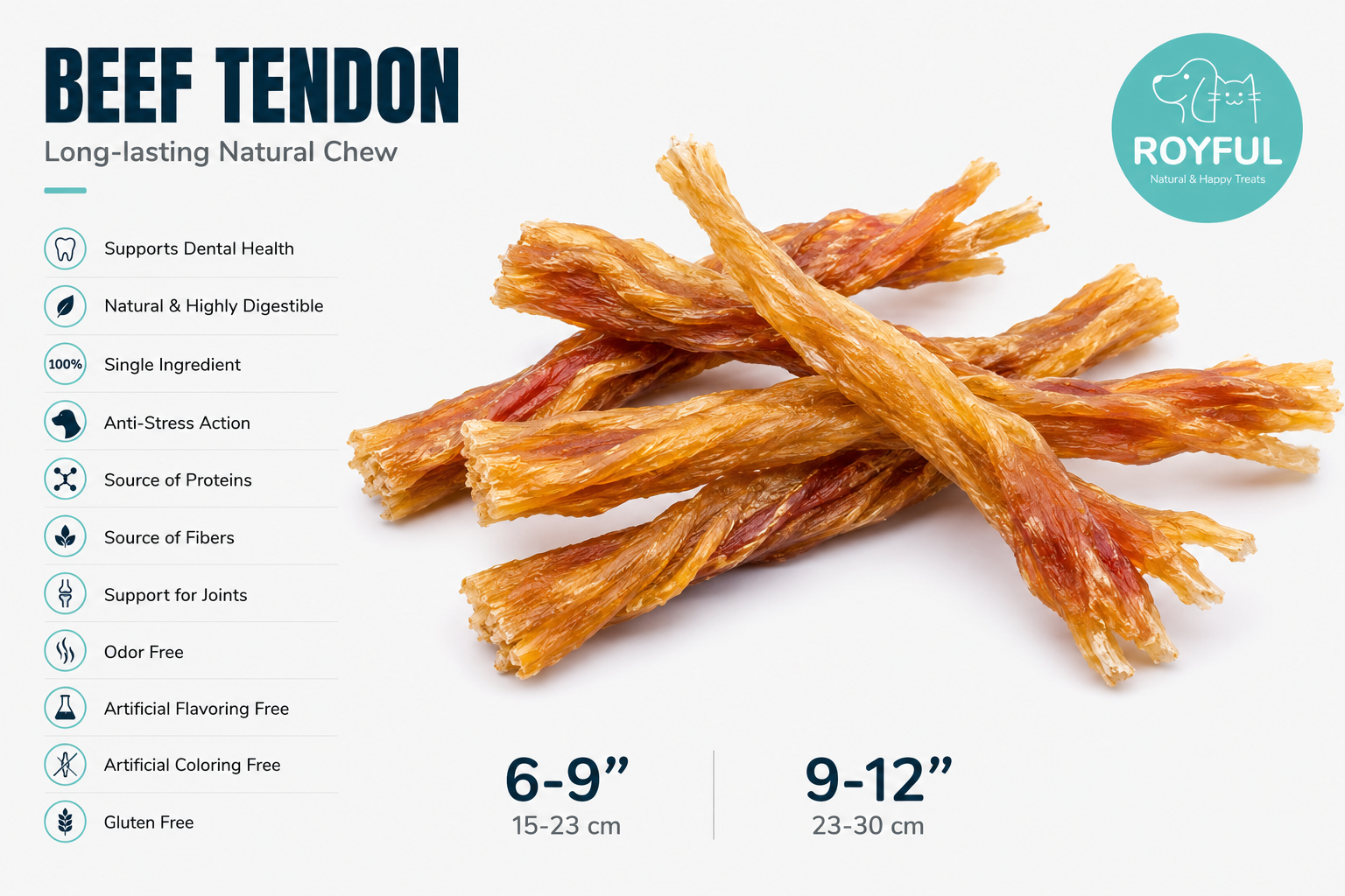 Royful Beef Tendon size and texture detail