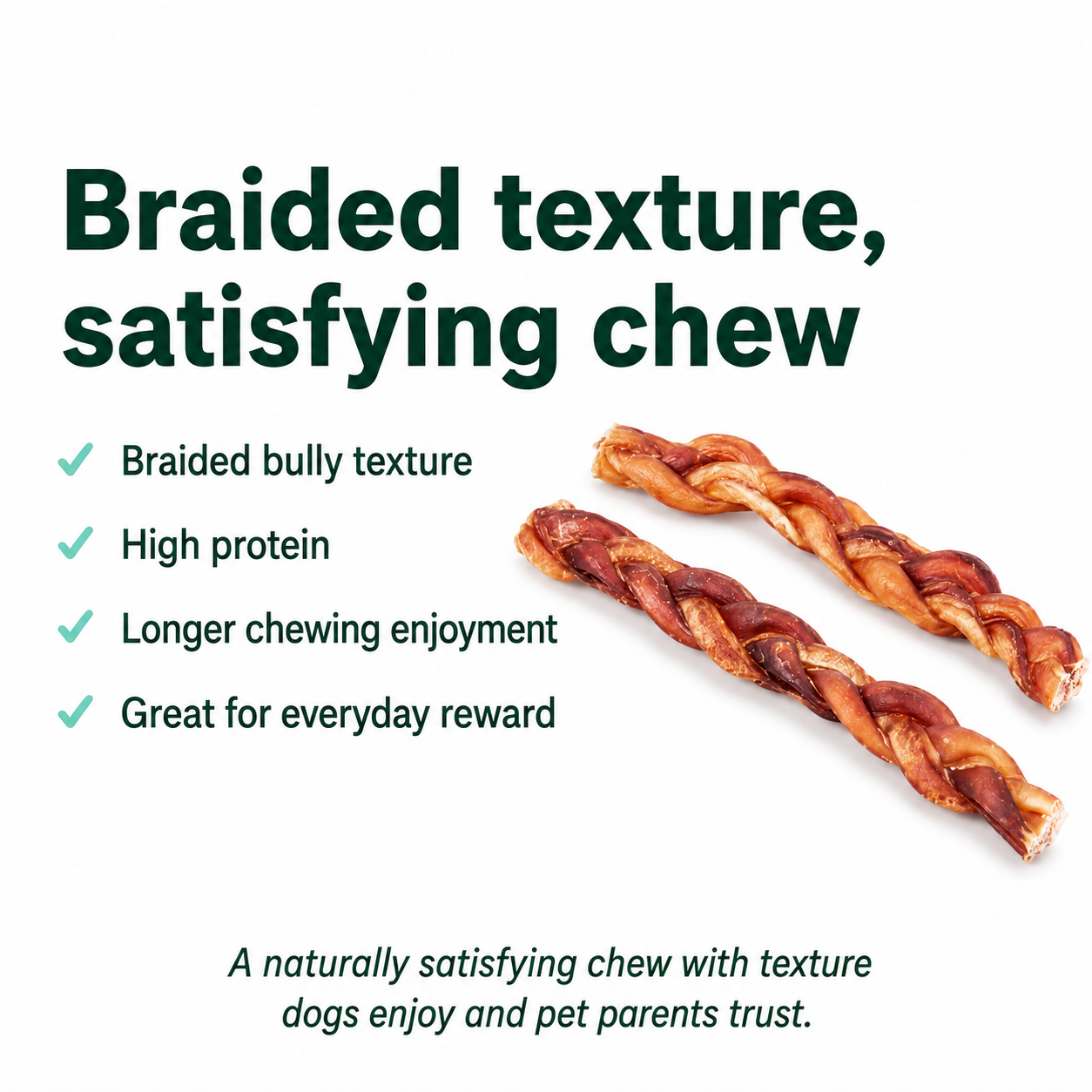 Royful Beef Bully Braided high protein natural chew texture dog treat