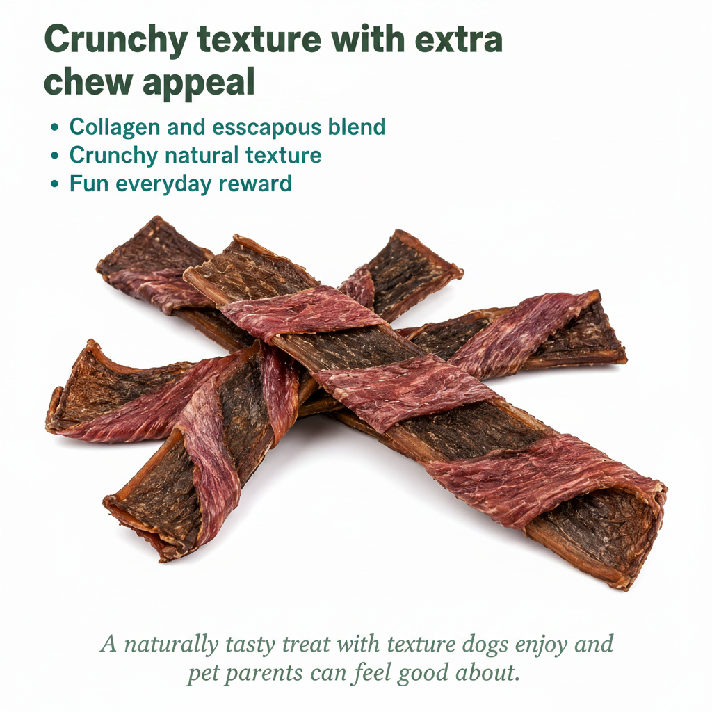 Royful Beef Collagen Chips with Esophagus natural dog treat detail