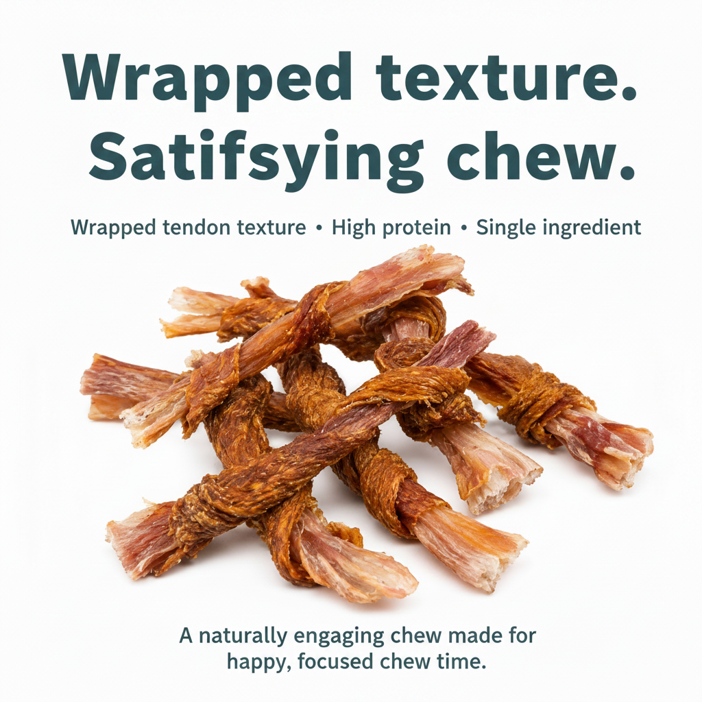 Royful Beef Tendon Wrap texture detail natural beef tendon dog chew
